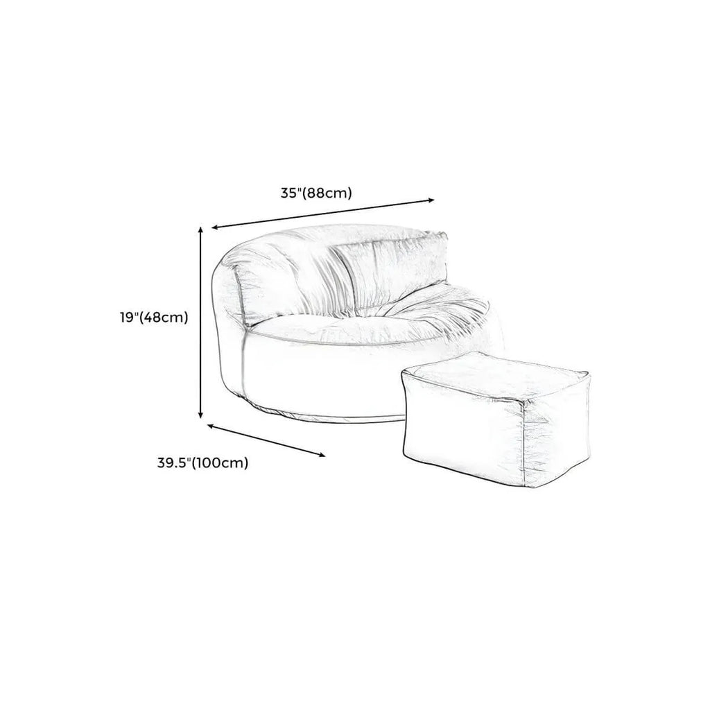 Scandinavian Velvet Slipcovered Armless Accent Chair with Ottoman Option Dimensions