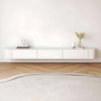 Scandinavian Wall-Mounted TV Stand with Drawers in White & Grey