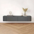 Scandinavian Wall-Mounted TV Stand with Drawers in White & Grey