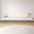 Scandinavian Wall-Mounted TV Stand with Drawers in White & Grey