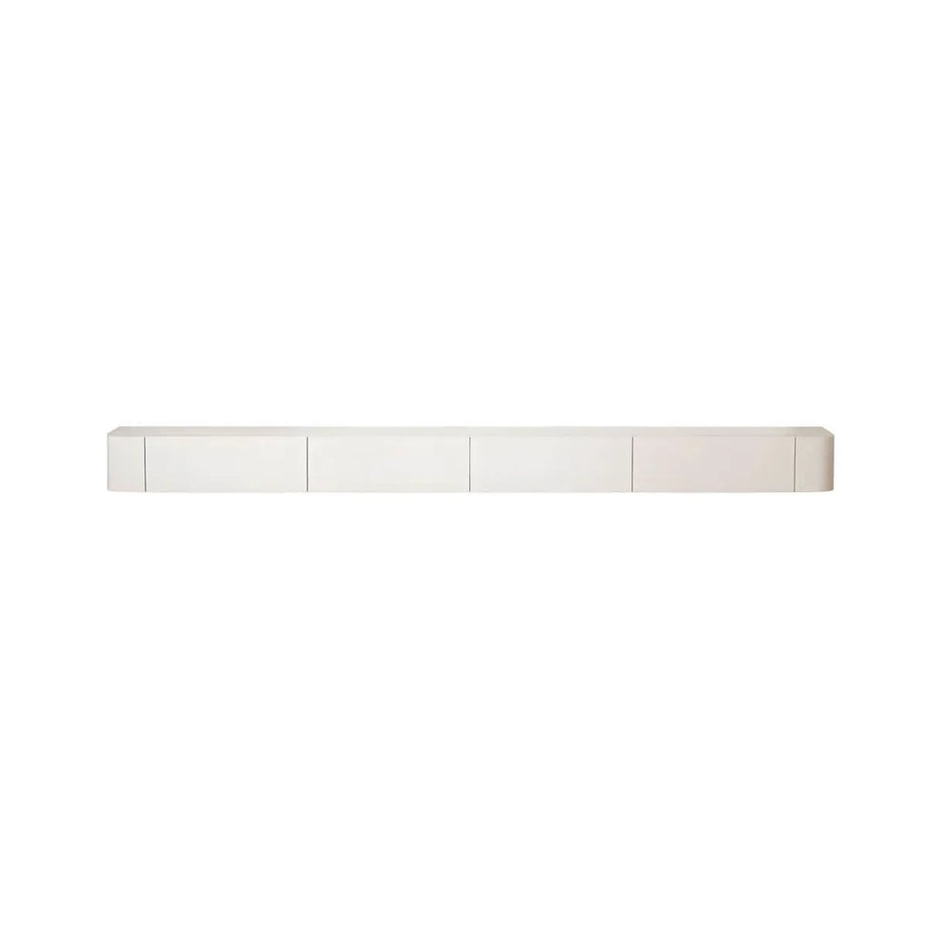 Scandinavian Wall-Mounted TV Stand with Drawers in White & Grey