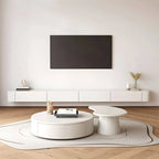 Scandinavian Wall-Mounted TV Stand with Drawers in White & Grey