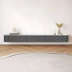 Scandinavian Wall-Mounted TV Stand with Drawers in White & Grey