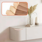 Scandinavian Wall-Mounted TV Stand with Drawers in White & Grey