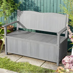 Scandinavian Waterproof Garden Bench with Storage and Curved Back