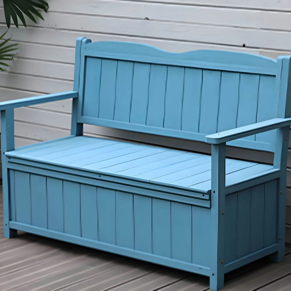 Scandinavian Waterproof Garden Bench with Storage and Curved Back