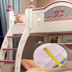 Scandinavian White Rubberwood Kids Bunk Bed with Bookcase and Trundle