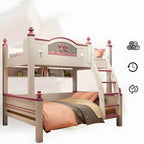 Scandinavian White Rubberwood Kids Bunk Bed with Bookcase and Trundle