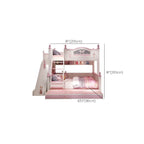 Scandinavian White Rubberwood Kids Bunk Bed with Bookcase and Trundle Dimensions