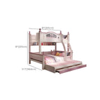 Scandinavian White Rubberwood Kids Bunk Bed with Bookcase and Trundle Dimensions