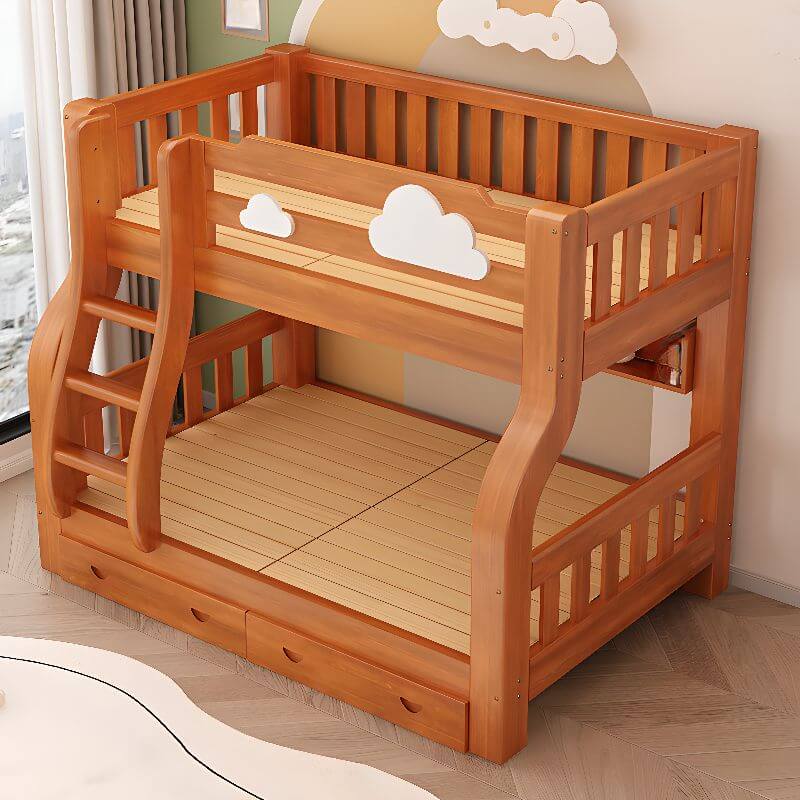 Scandinavian Wood Bunk Bed with Ladder and Mattress Secondary image