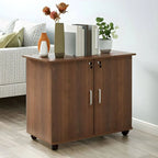 Scandinavian Wood File Cabinet With Lockable Shelves And Casters