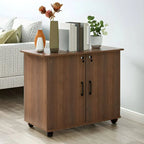 Scandinavian Wood File Cabinet With Lockable Shelves And Casters