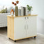 Scandinavian Wood File Cabinet With Lockable Shelves And Casters