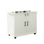 Scandinavian Wood File Cabinet With Lockable Shelves And Casters