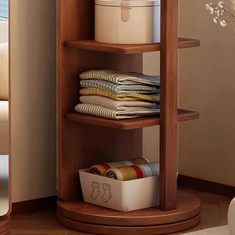 Scandinavian Wood Hall Tree with Mirror and Storage Shelves Secondary image