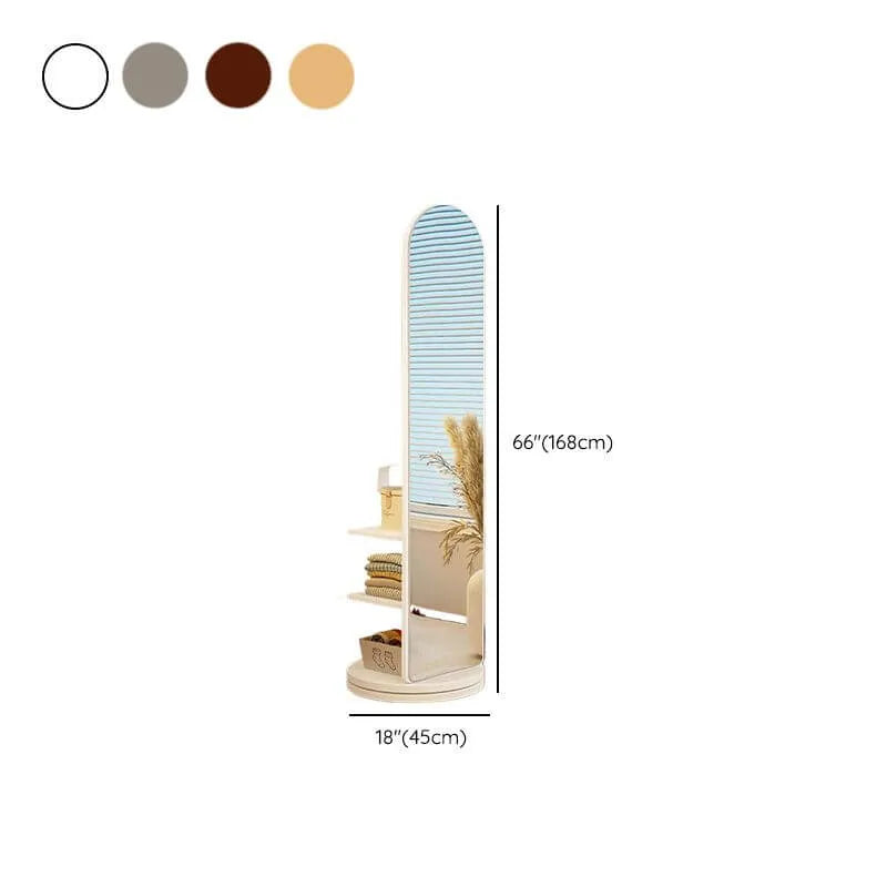 Scandinavian Wood Hall Tree with Mirror and Storage Shelves Dimensions