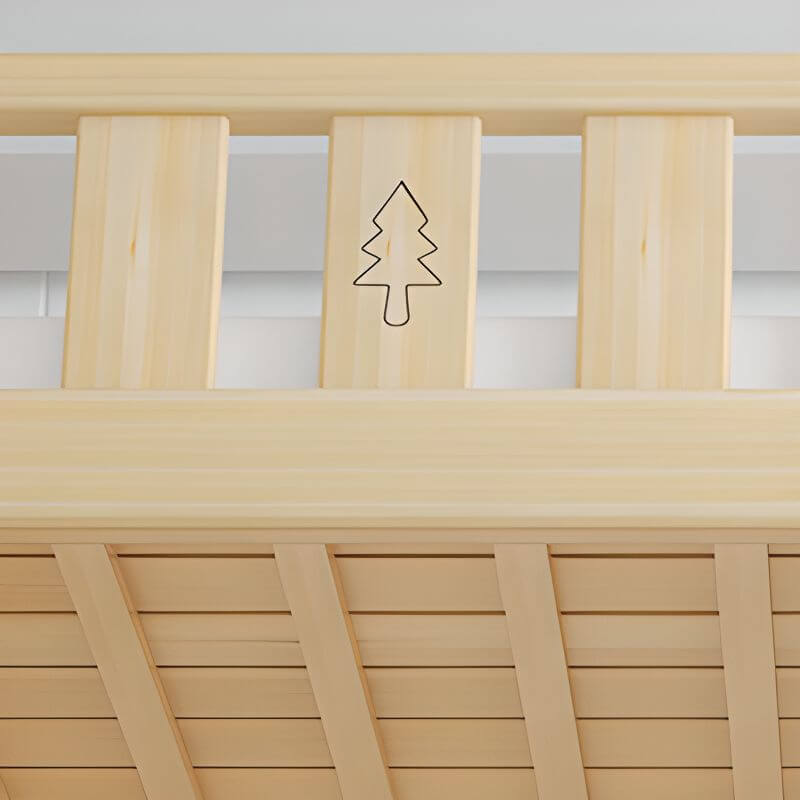 Scandinavian Wood Kids Loft Bed With Desk & Mattress