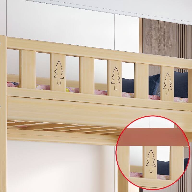 Scandinavian Wood Kids Loft Bed With Desk & Mattress