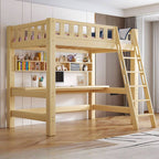 Scandinavian Wood Kids Loft Bed With Desk & Mattress