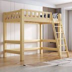 Scandinavian Wood Kids Loft Bed With Desk & Mattress