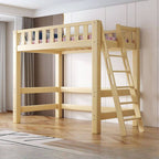 Scandinavian Wood Kids Loft Bed With Desk & Mattress