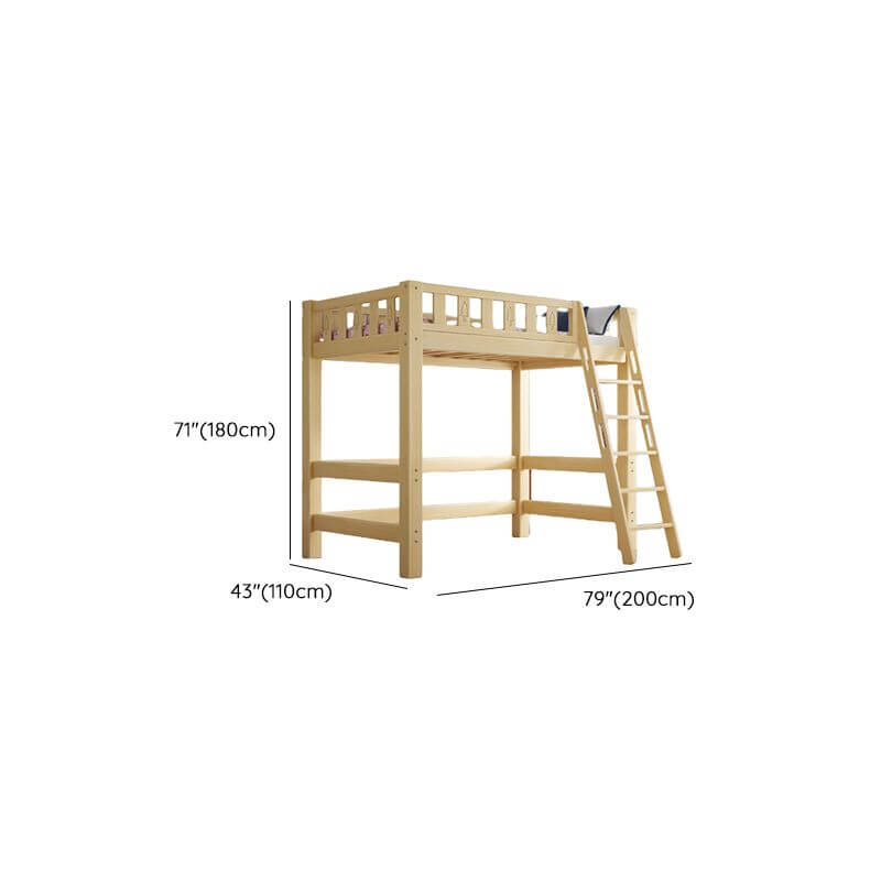 Scandinavian Wood Kids Loft Bed With Desk & Mattress Dimensions