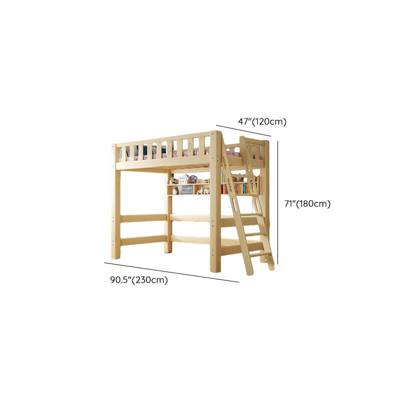 Scandinavian Wood Kids Loft Bed With Desk & Mattress Dimensions