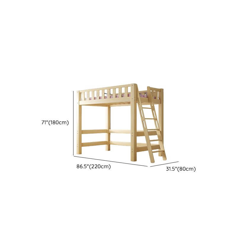 Scandinavian Wood Kids Loft Bed With Desk & Mattress Dimensions