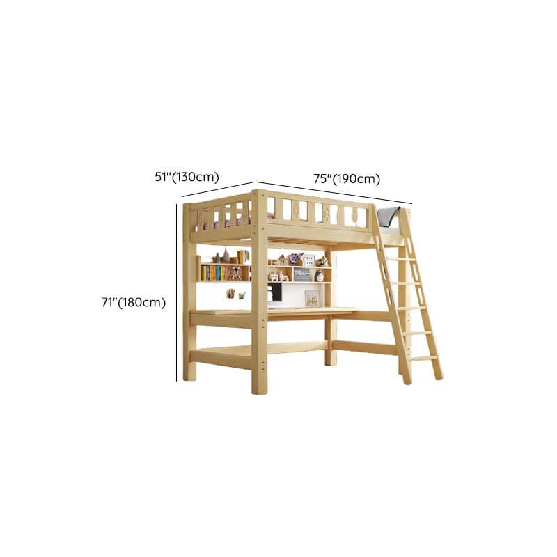 Scandinavian Wood Kids Loft Bed With Desk & Mattress Dimensions