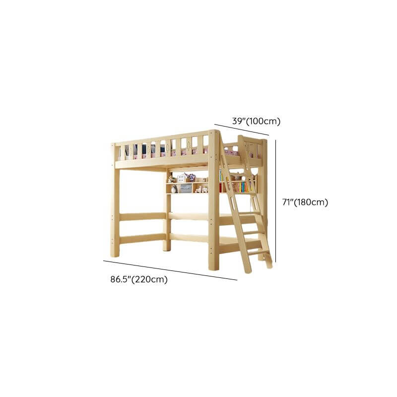 Scandinavian Wood Kids Loft Bed With Desk & Mattress Dimensions