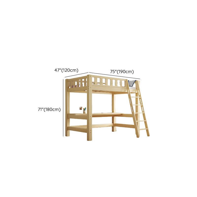 Scandinavian Wood Kids Loft Bed With Desk & Mattress Dimensions