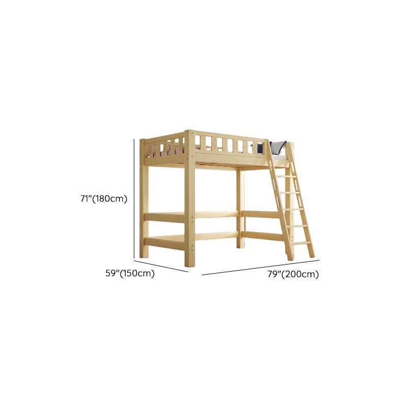 Scandinavian Wood Kids Loft Bed With Desk & Mattress Dimensions