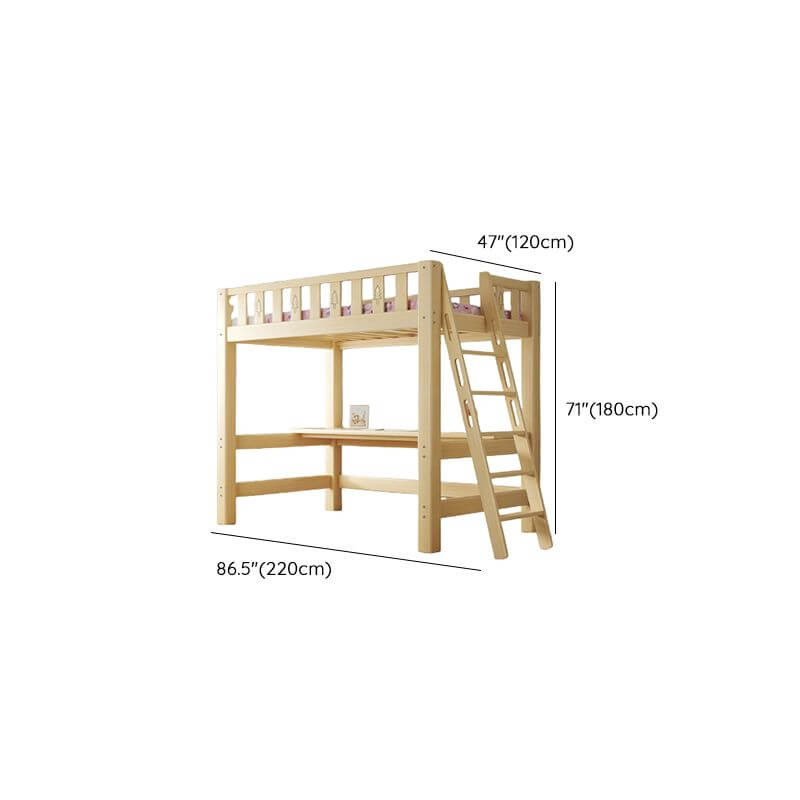 Scandinavian Wood Kids Loft Bed With Desk & Mattress Dimensions