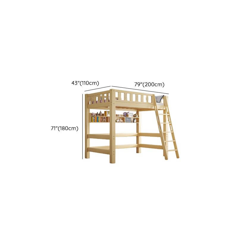 Scandinavian Wood Kids Loft Bed With Desk & Mattress Dimensions