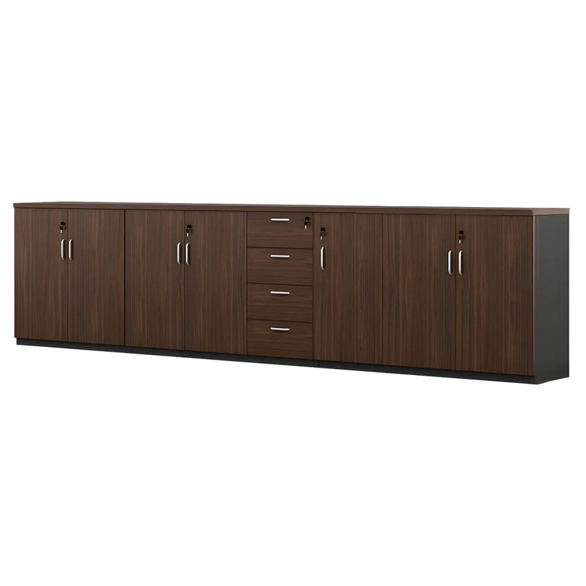 Scandinavian Wood Lateral File Cabinet With Locking Storage