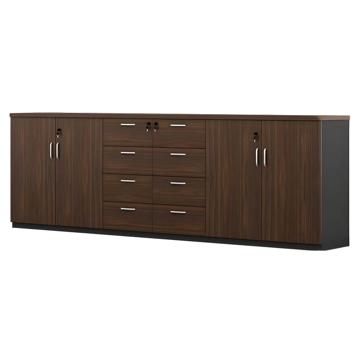 Scandinavian Wood Lateral File Cabinet With Locking Storage