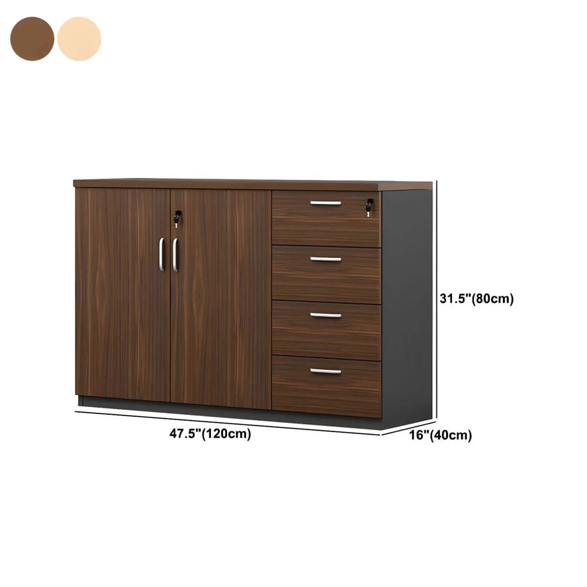 Scandinavian Wood Lateral File Cabinet With Locking Storage Dimensions