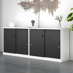 Scandinavian Wood Lateral Storage Cabinet With Sliding Doors