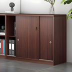 Scandinavian Wood Lateral Storage Cabinet With Sliding Doors