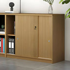 Scandinavian Wood Lateral Storage Cabinet With Sliding Doors