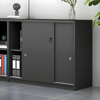 Scandinavian Wood Lateral Storage Cabinet With Sliding Doors