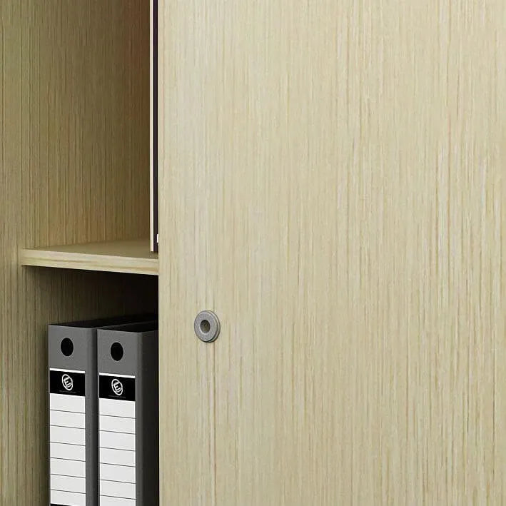Scandinavian Wood Lateral Storage Cabinet With Sliding Doors