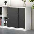 Scandinavian Wood Lateral Storage Cabinet With Sliding Doors