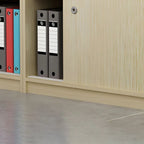 Scandinavian Wood Lateral Storage Cabinet With Sliding Doors