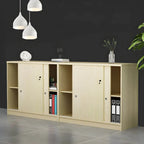 Scandinavian Wood Lateral Storage Cabinet With Sliding Doors Main Product Image