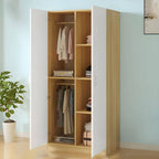 Scandinavian Wood Wardrobe Armoire With Hanging And Shelf Storage