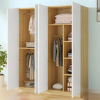 Scandinavian Wood Wardrobe Armoire With Hanging And Shelf Storage