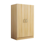 Scandinavian Wood Wardrobe Armoire With Hanging And Shelf Storage