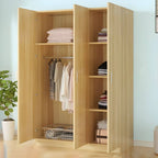 Scandinavian Wood Wardrobe Armoire With Hanging And Shelf Storage